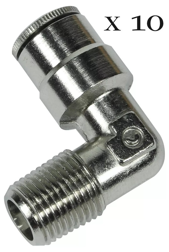 10 x Camozzi 6500 04-02 – 1/8 NPTF Male Thread to 1/4″ Hose Elbow Non-Swivel