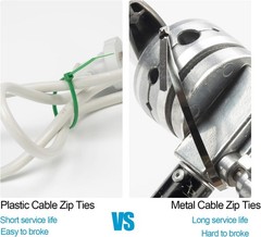 100Pcs Metal Zip Ties 304 Stainless Steel Heavy Duty Self-locking Cable Tie