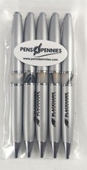 5ct Misprint Premium Executive Metal Pens: HUB PEN Lombardo Marble Trim SILVER