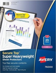Secure Top(TM) Sheet Protectors Top-Load Super Heavyweight Clear 8.5x11in 25/PK