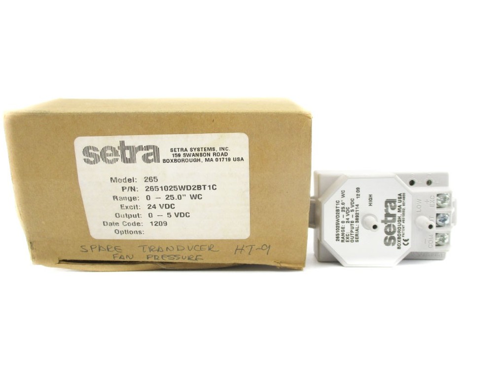 SETRA 2651025WD2BT1C 24VDC 0-25.0″WC NSMP