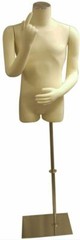 Adult Male Off White Headless Dress Form with Flexible Arms and Metal Base