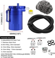 Universal 350Ml Oil Catch Can Tank 0046 Aluminum Polish Baffled Reservoir Blue