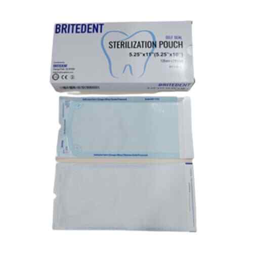 BriteDent 5.25″x10″ Self-Sealing Sterilization Pouch, 10×200/Box Case