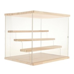 4-Tier Wood+Acrylic Display Case Stable Dustproof Box Ornament Display Shelf New