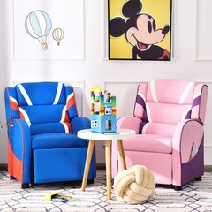 Kids Recliner Gaming Chair Blue Footrest Lumbar Support