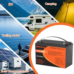 12V 100Ah LiFePO4 Lithium Battery BMS Deep Cycle for RV Marine Solar Off-grid