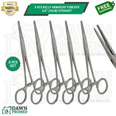 5 Pcs Kelly Hemostat Forceps 5.5″ Straight Locking Clamp Fishing Plier German Gr