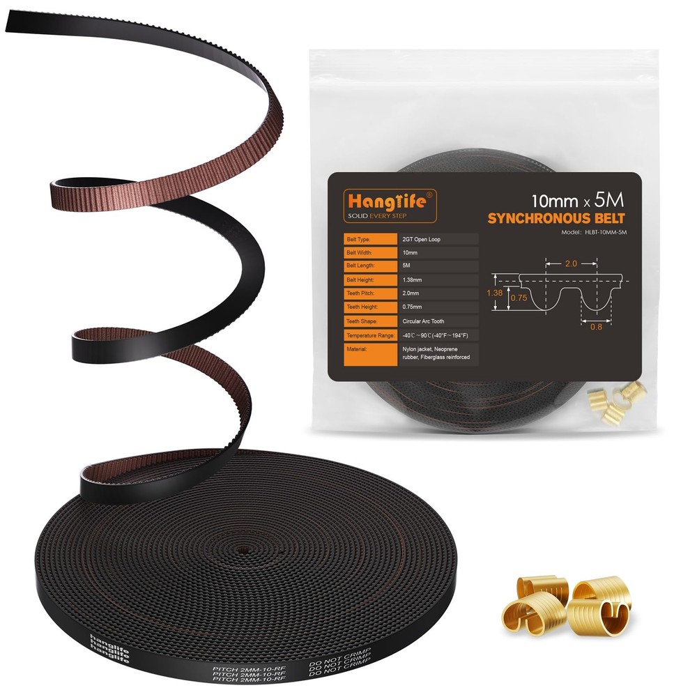 HANGLIFE GT2 Timing Belt with Copper Buckle – 3D Printer Open 10mm x 5M