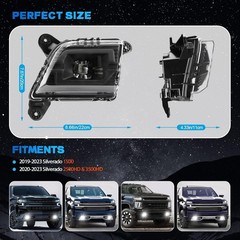LED Fog Lights for 2019 2020 2021 2022 2023 Chevrolet Silverado 1500 2500HD 3500