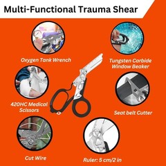 Emergency Trauma Shears Medic Emt Heavy Duty Multi Purpose Shears Black Handle
