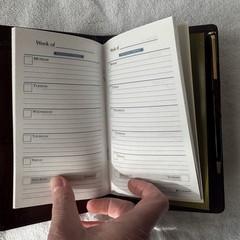 Day Timer Brown Leather Senior Pocket Planner Wallet Checkbook Organizer 4″ x 7″