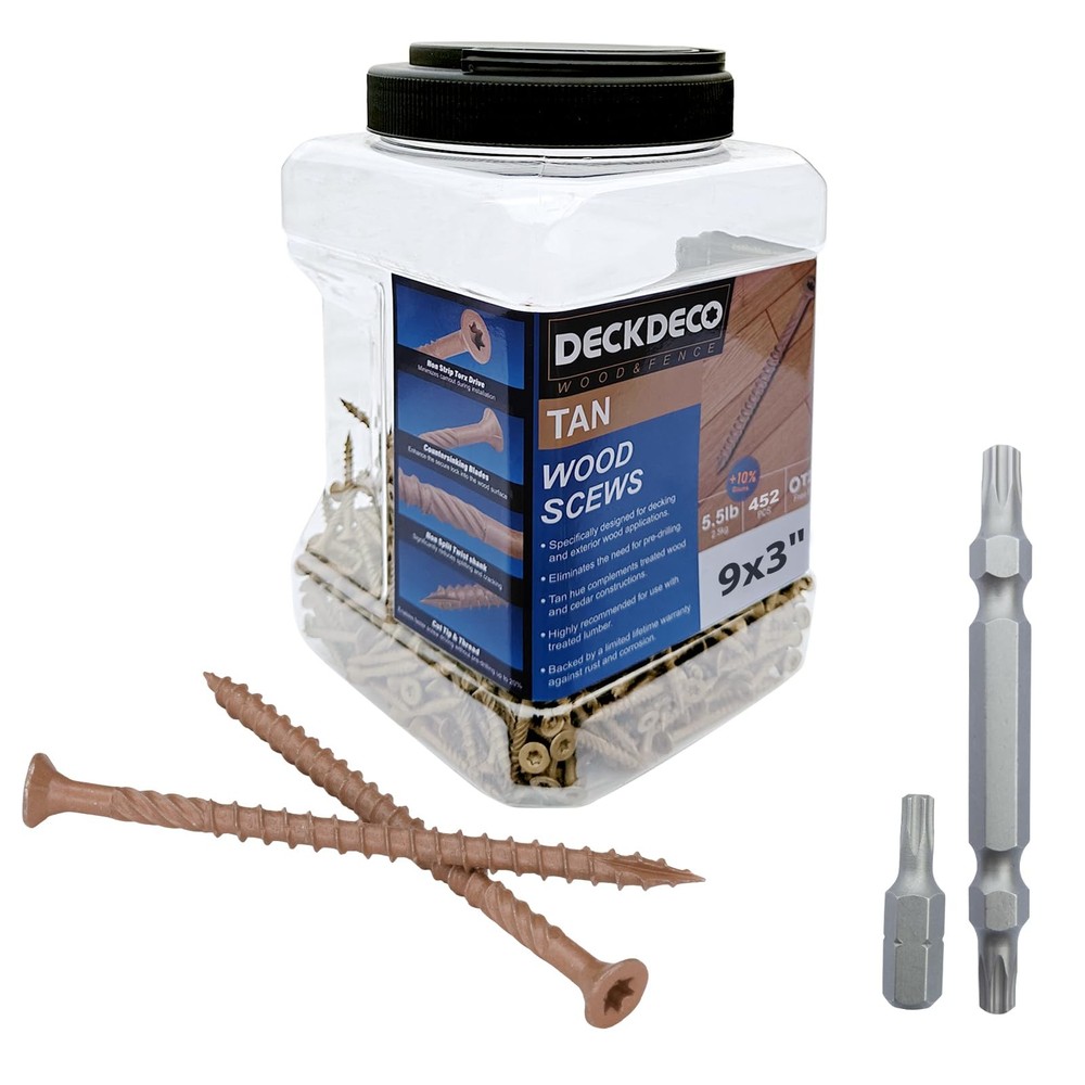 436 PCS #9 x 3 Inch Wood Screws Tan Ruspert Coating Exterior Deck Torx/Star