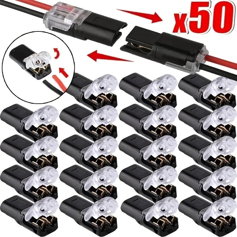 GMOX 50 pcs Wire Connectors, Double Wire Plug in Connector with Locking Buckle