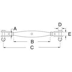 T316 Stainless Steel Jaw/Jaw Closed Body Turnbuckle, 1/2″