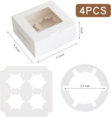 30 Pcs Bakery Boxes with Clear Window, 6.3×6.3×3 Inches, Food Grade Materials, E