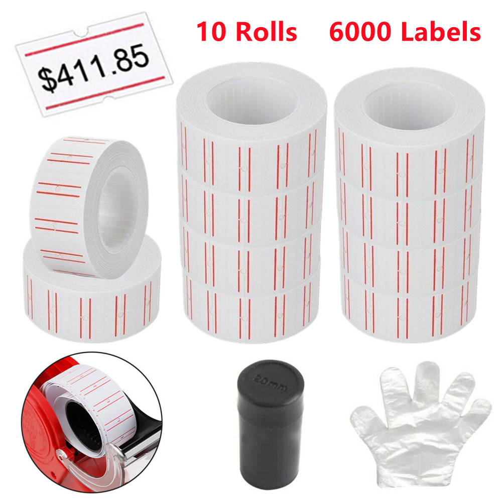 10 Rolls Price Label Paper Tag Sticker Gun Labels Refill For MX 5500 + Spare Ink