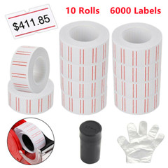 10 Rolls Price Label Paper Tag Sticker Gun Labels Refill For MX 5500 + Spare Ink
