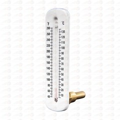 PREMIUM HOT WATER THERMOMETER (40ºF ~ 280ºF ), METAL PLATE, ANGLE, 1/2″ NPT