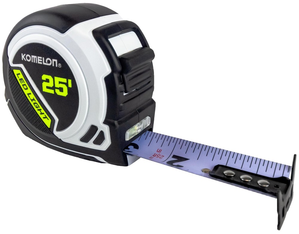 Komelon LED Light Tape Measure, White/Black – 25ft. – 25LED 7.6 m,