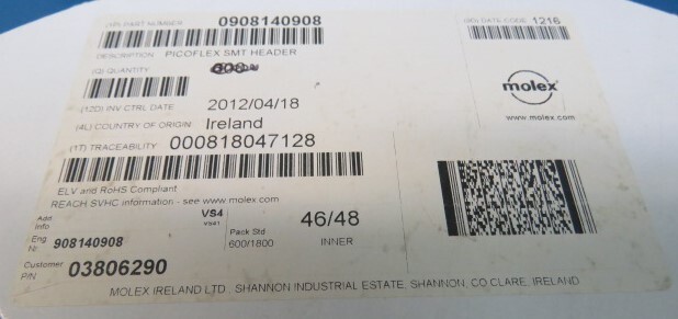 Molex Electronics 90814-0908 Qty of 35 per Lot MULTIPOLE CONNECT Header 1.27mm