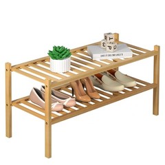 ROMGUAR CRAFT 2 Tier Bamboo Shoe Rack for Closet Free 2 Tier, Natural