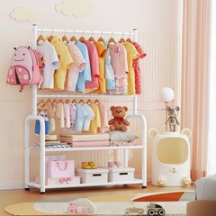 ZHKINGGS Kids Clothing Rack with 2-Layer 29.53″W x 13.58″D x 55.9″H, White