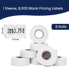 8,000 White Price Labels for 1 Line Guns – Uncoated & Tamper-Resistant