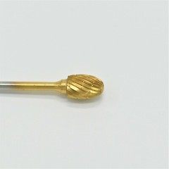 52-C Regular Cut Golden Carbide Bur 3/32 Shank Egg Shape Dental Lab Acrylic TiN