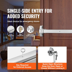 Door Push Bar Panic Exit Device, 28” Stainless Steel Commercial Emergency