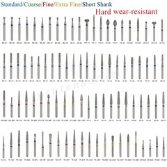 100 Types Dental FG Diamond Burs For High Speed Handpiece Friction Grip CE