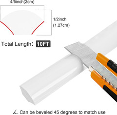 Flexible Quarter round Molding Self Adhesive (White, 10 Ft) Peel and Stick Flex