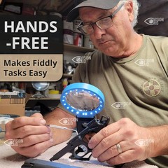 VisionAid 30X 10X Hands-Free Magnifying Glass with Stand, LED Lights, Loupe Hand