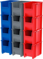 Heavy Duty Stackable Plastic Storage Bins, Gray, 4-Pack, 17.5″x11″x12.5