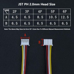 2/3/4/5/6 Pin JST PH 2.0mm Male Connector Plug Terminal Wires Cable 10,20,30CM