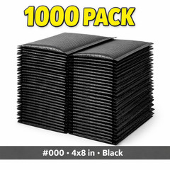 1000 Black #000 4×8 Poly Bubble Mailers Padded Envelopes Self Seal