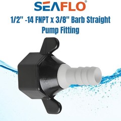 SEAFLO 1/2″ FNPT x 3/8″ Barb Straight Pump Fitting 2-Pack Fits SHURFLO