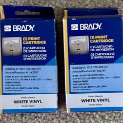 2 Brady Label CartridgesFor BMP 21 Plus Label Printer. Black On White Vinyl. NIB