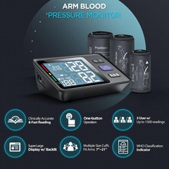 Blood Pressure Machine Upper Arm, 3 Size Cuffs, S, M/L and XL, Small 7″-9″, M…