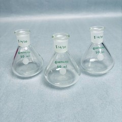 Chemglass Apollo Flask 50 ml Heavy Wall 14/20 Outer Joint – Lot of 3 Flasks