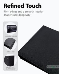 Compact 3-Ring Check Binder for Deskbook Checks, Vegan Leather Cover, 9″x11.25