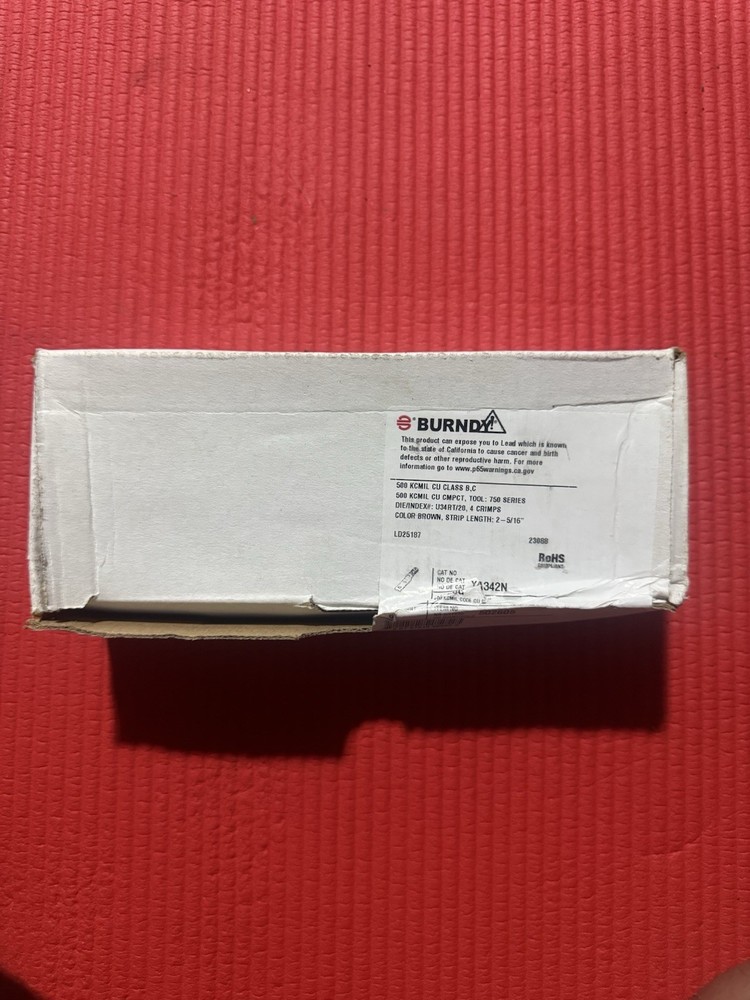 BURNDY YA342N 2-Hole Lug Copper Compression Connector 500 KCMIL Box Of 6