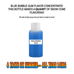 BLUE BUBBLEGUM MIX SNOW CONE/SHAVED ICE FLAVOR CONCENTRATE MAKES 1 QUART