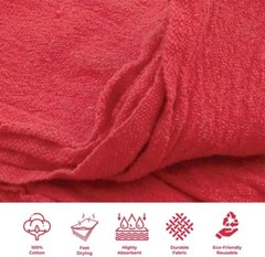 50 Pieces Red Shop Towels Large 15×15 Cleaning Rags, Fast Free Shipping, A Grade