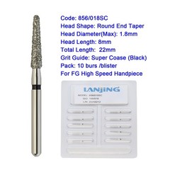 Dental Diamond Burs Round End Taper Super Coarse Bur FG High Speed Bur 856/018SC
