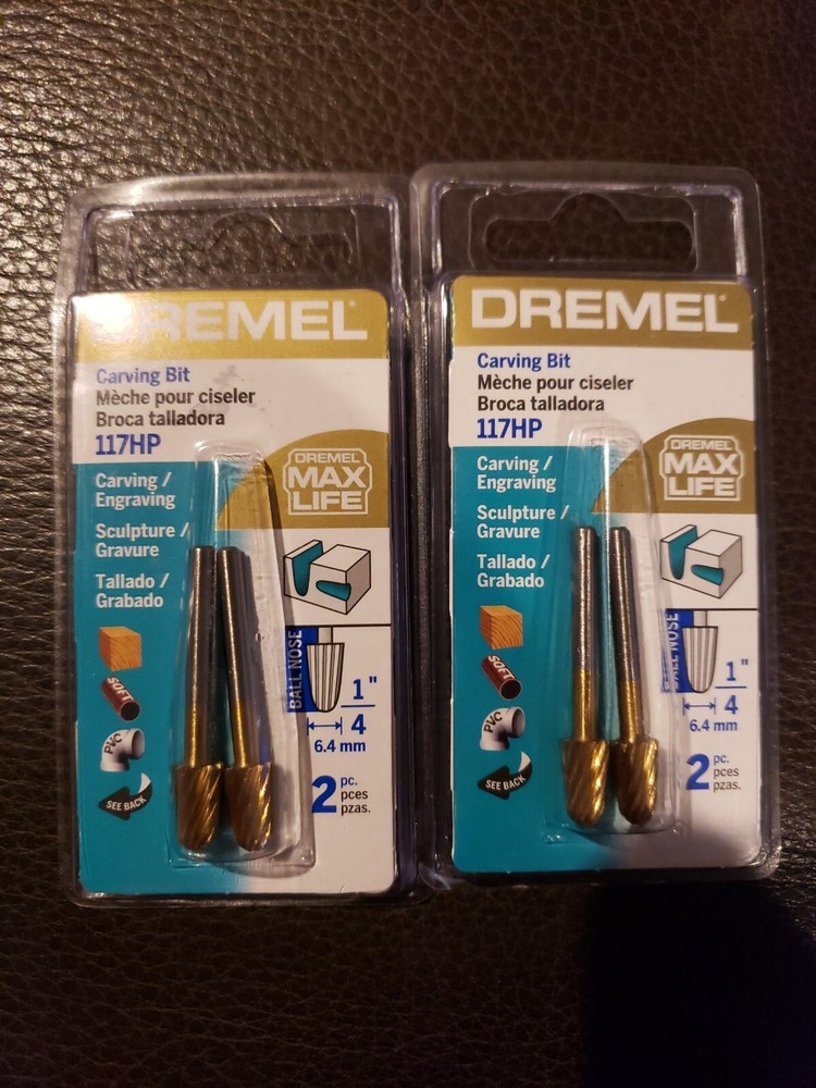 Dremel 117HP Carving and Engraving Bit 2 Pack 6.4 mm (1/4″) Ball Nose Lot of 2