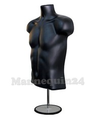 Set of Black & Flesh Male Mannequin Form with Stands Men Torso Body Form