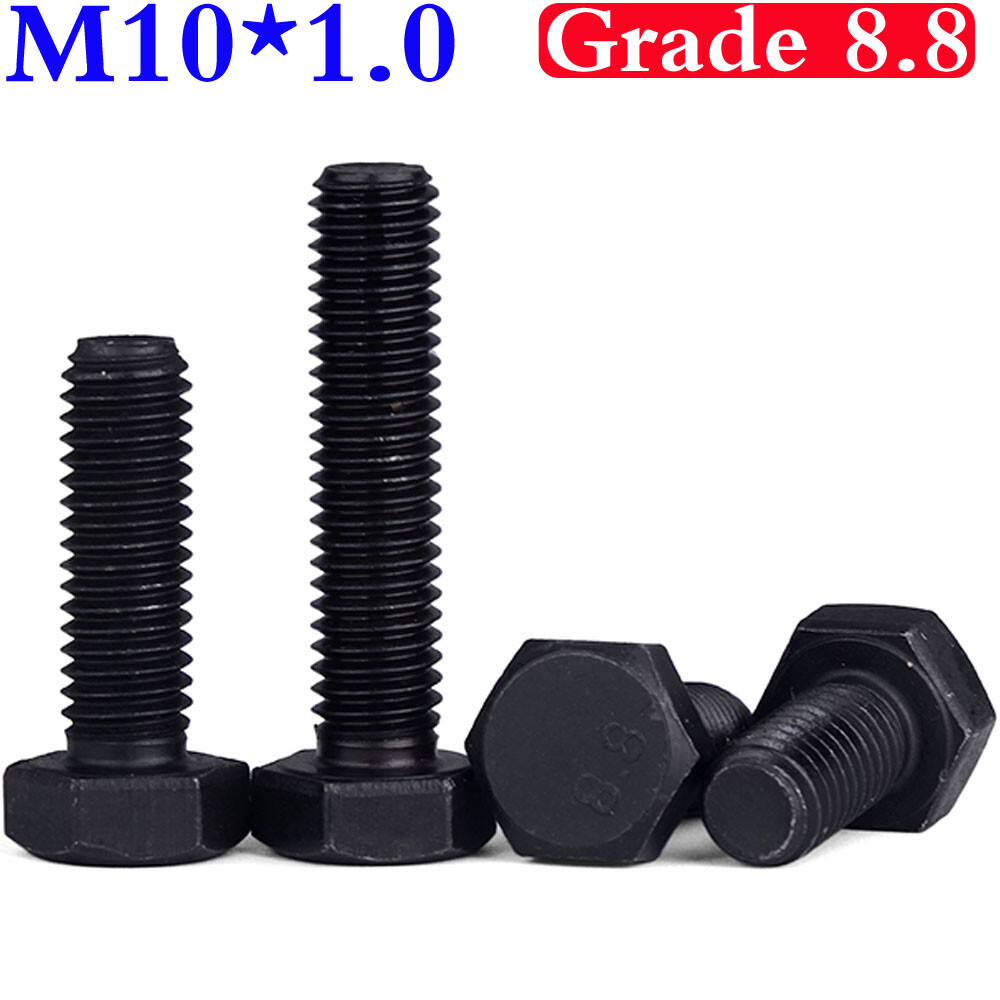 M10 1.0 Fine Thread Grade 8 Alloy Steel Full Thread Hex Head Bolts Screws DIN933