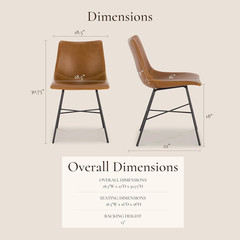 POLY & BARK Paxton Leather Dining Chairs – Set of 2 Modern Dining Room Chairs wi