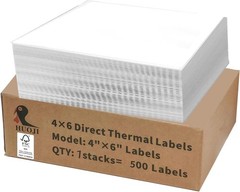 4×6 Thermal Labels 500/Stack, HUOJI Shipping Thermal Labels 4×6 Fanfold Compa…